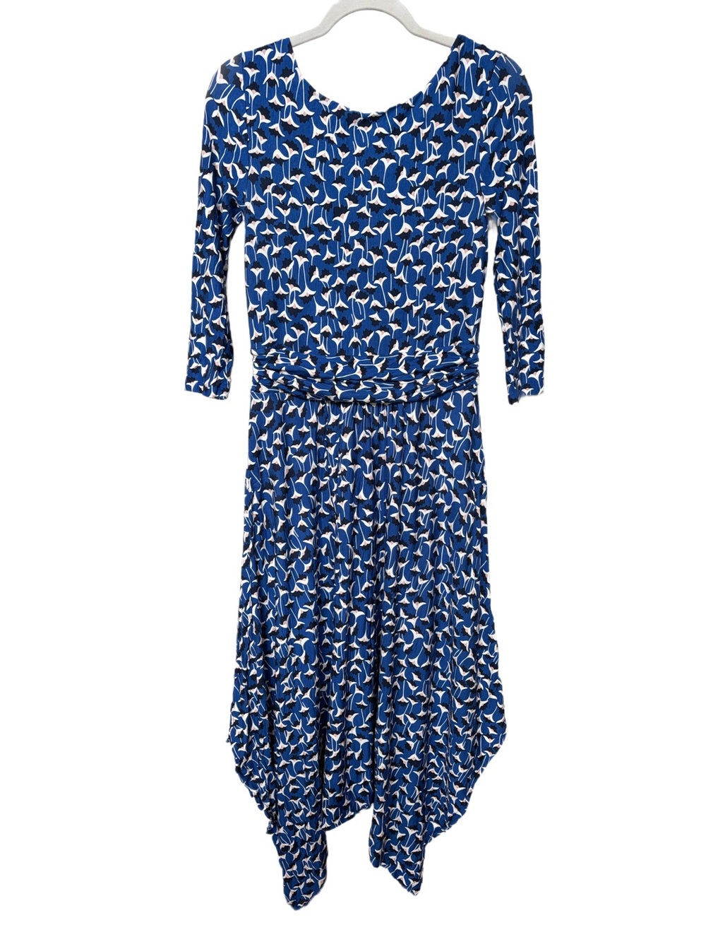 Boden Blue Floral Patterned Jersey Midi Dress US 8